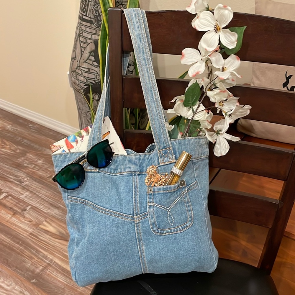YMI Denim Boho Back Pocket Tote Purse